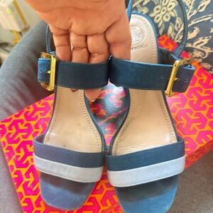 Tory Burch Navy and Light Blue Sandals